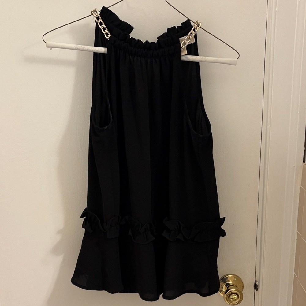 MICHAEL Michael Kors Black Ruffle Blouse